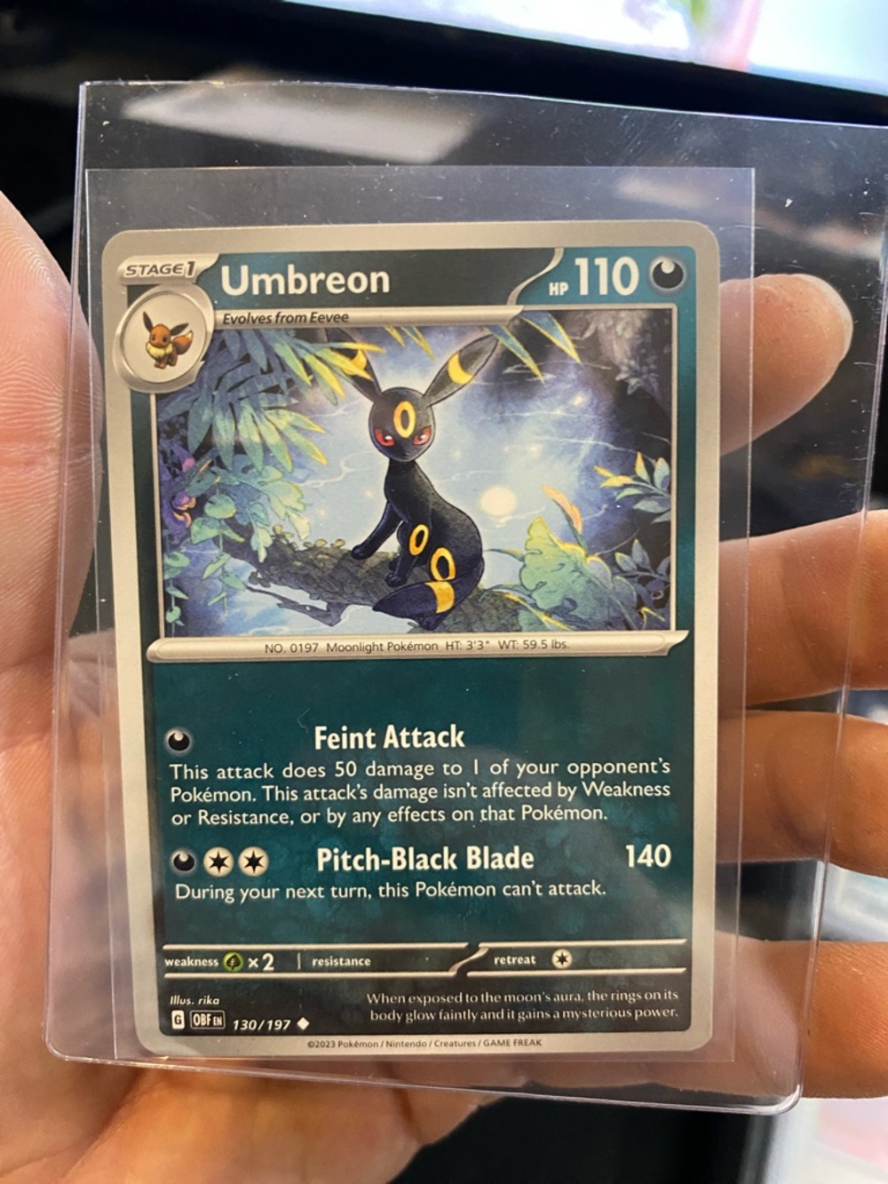 Pokemon Umbreon Trading Card - Black, Yellow, Blue